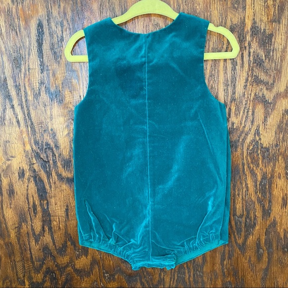 Hunter green vintage baby clothes romper jumper ducks velvet 6-9 months - Picture 4 of 4